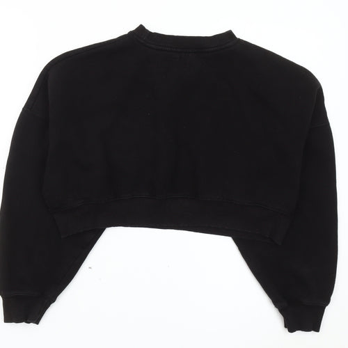Rising Womens Black Cropped Pullover Sweatshirt S