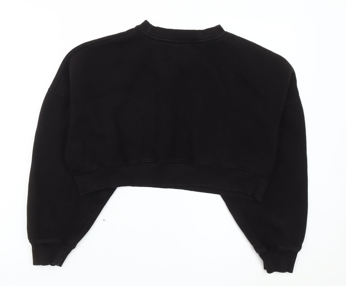 Rising Womens Black Cropped Pullover Sweatshirt S