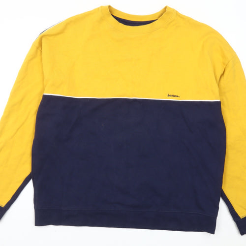Urban Outfitters Mens Yellow Blue Sweatshirt Medium Crew Neck Pullover