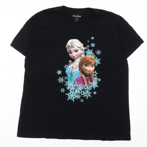 Disney Frozen Womens Black 2XL T-Shirt Short Sleeve Cotton Top