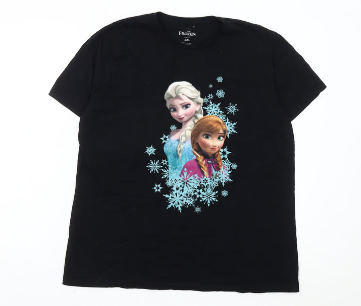 Disney Frozen Womens Black 2XL T-Shirt Short Sleeve Cotton Top