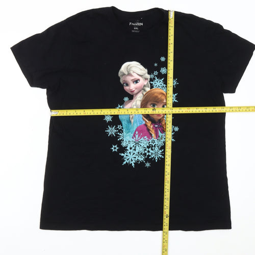 Disney Frozen Womens Black 2XL T-Shirt Short Sleeve Cotton Top