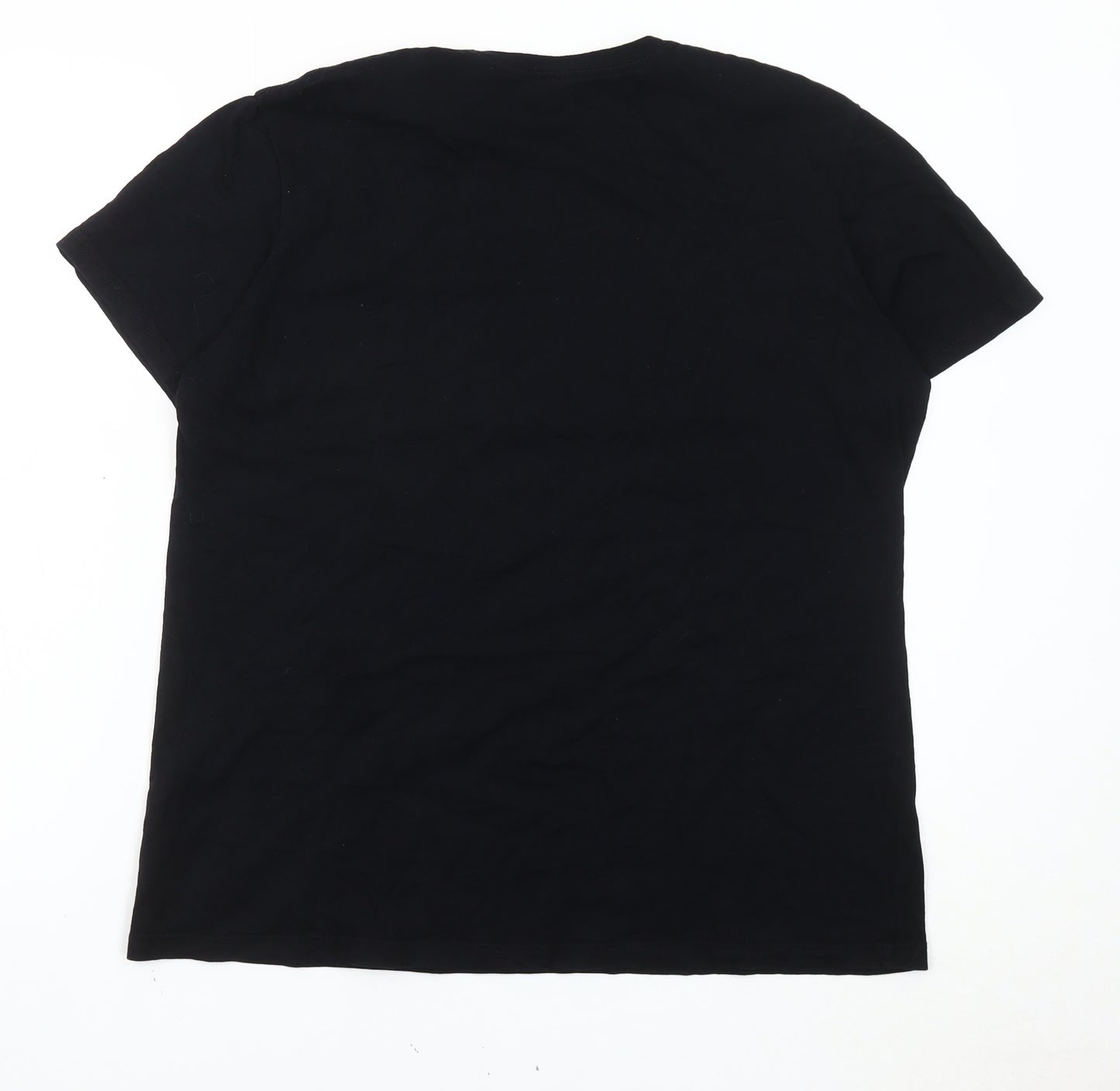 Disney Frozen Womens Black 2XL T-Shirt Short Sleeve Cotton Top