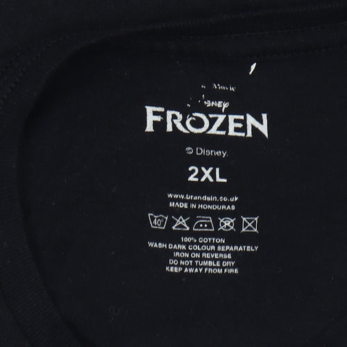 Disney Frozen Womens Black 2XL T-Shirt Short Sleeve Cotton Top