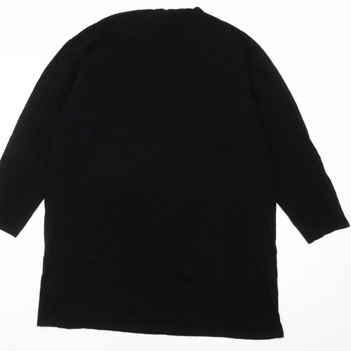Boohoo Women Black NYC Graphic Long Sleeve Cotton T-Shirt Size 16