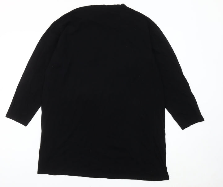 Boohoo Women Black NYC Graphic Long Sleeve Cotton T-Shirt Size 16