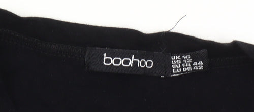 Boohoo Women Black NYC Graphic Long Sleeve Cotton T-Shirt Size 16