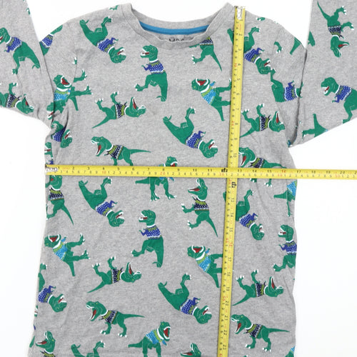 Marks and Spencer Boys Grey Dinosaur Long Sleeve Cotton T-Shirt Age 7