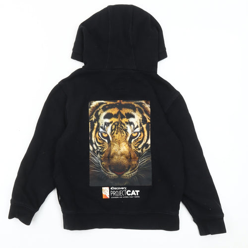 Vans Boys Black Tiger Graphic Hoodie Size 5 Slim Long Sleeve Pullover