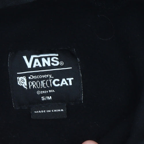 Vans Boys Black Tiger Graphic Hoodie Size 5 Slim Long Sleeve Pullover
