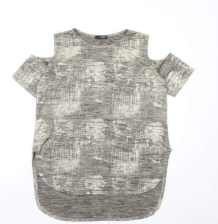 Quiz Women’s Grey Cold Shoulder Short Sleeve T-Shirt Size 12