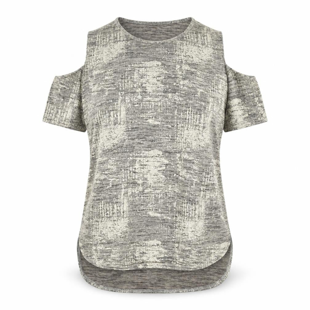 Quiz Women’s Grey Cold Shoulder Short Sleeve T-Shirt Size 12