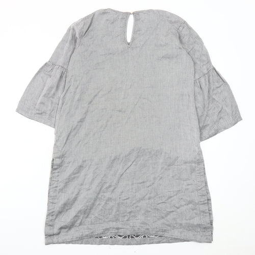 Khaadi Women’s Grey Embroidered Cotton Shift Dress Size 8