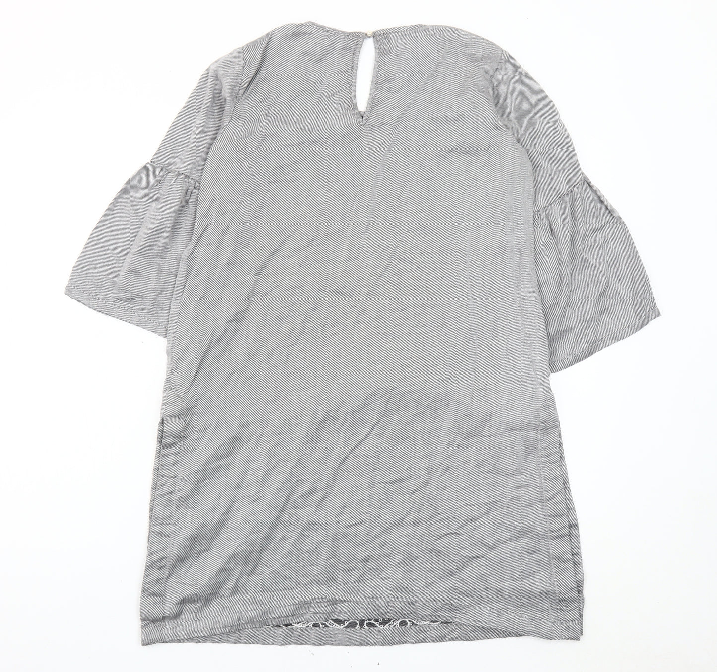 Khaadi Women’s Grey Embroidered Cotton Shift Dress Size 8