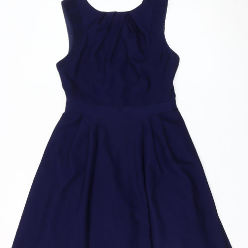 Warehouse Womens Blue UK 10 Fit & Flare Sleeveless Knee Length Dress