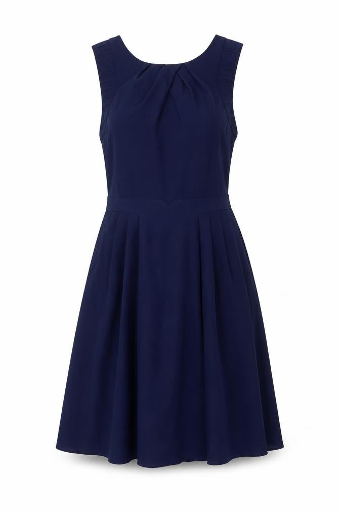 Warehouse Womens Blue UK 10 Fit & Flare Sleeveless Knee Length Dress