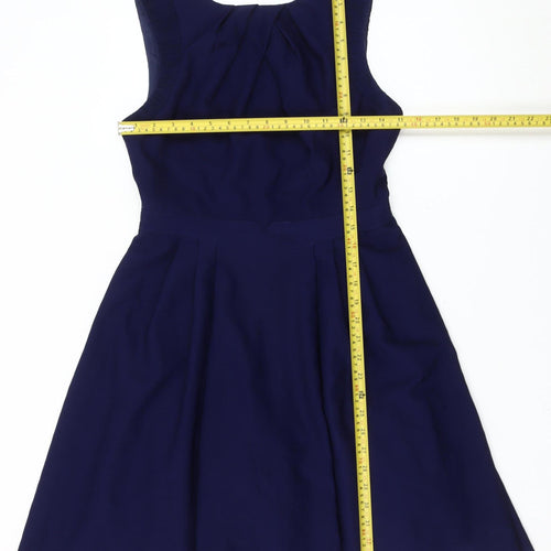 Warehouse Womens Blue UK 10 Fit & Flare Sleeveless Knee Length Dress