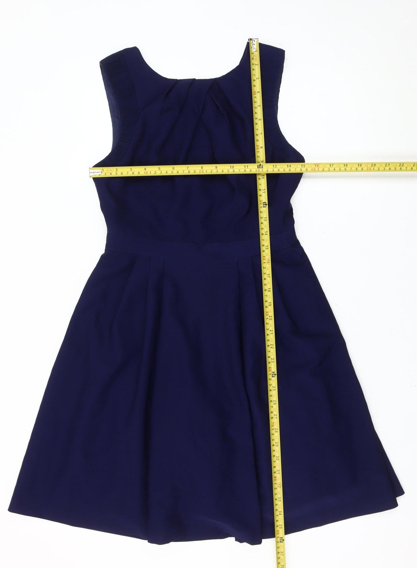 Warehouse Womens Blue UK 10 Fit & Flare Sleeveless Knee Length Dress
