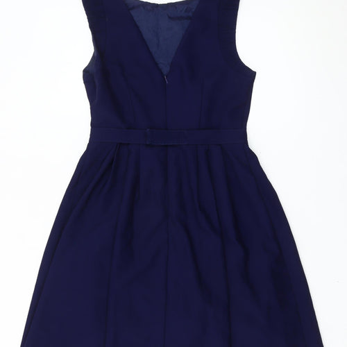 Warehouse Womens Blue UK 10 Fit & Flare Sleeveless Knee Length Dress