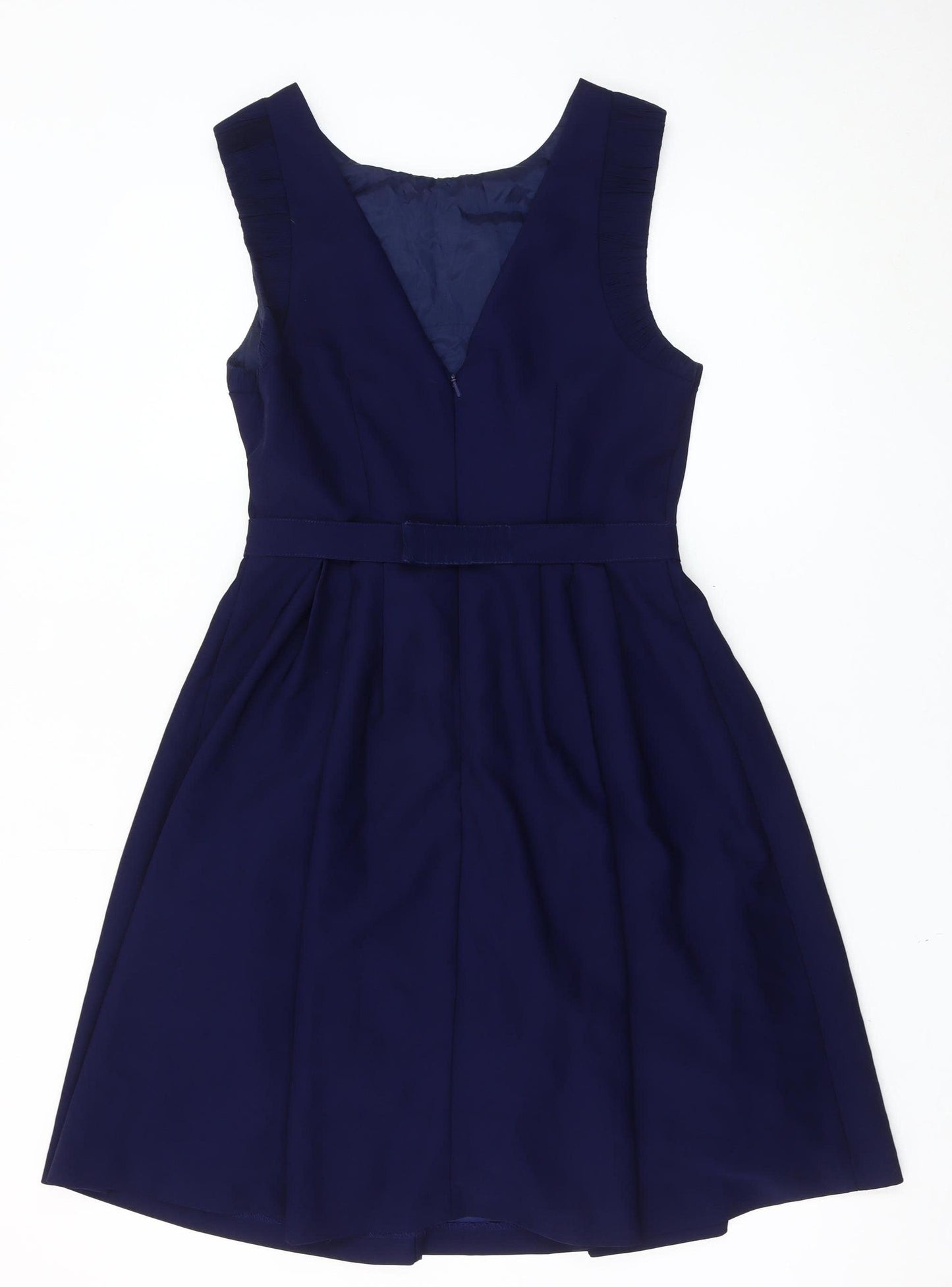 Warehouse Womens Blue UK 10 Fit & Flare Sleeveless Knee Length Dress