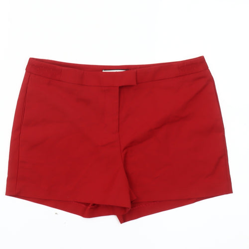 NAF NAF Womens Red Chino Shorts Size 10 Regular Fit Cotton Blend