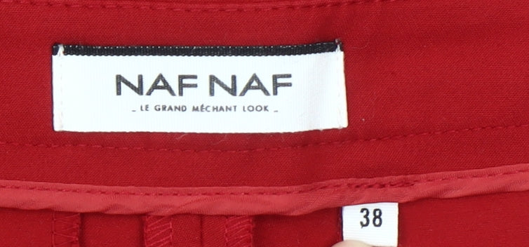 NAF NAF Womens Red Chino Shorts Size 10 Regular Fit Cotton Blend