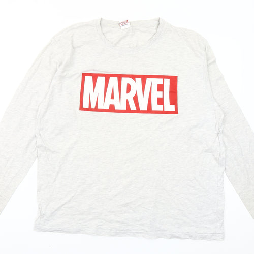 Marvel Men’s Grey XL Long Sleeve Graphic Logo T-Shirt