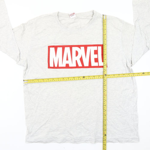 Marvel Men’s Grey XL Long Sleeve Graphic Logo T-Shirt
