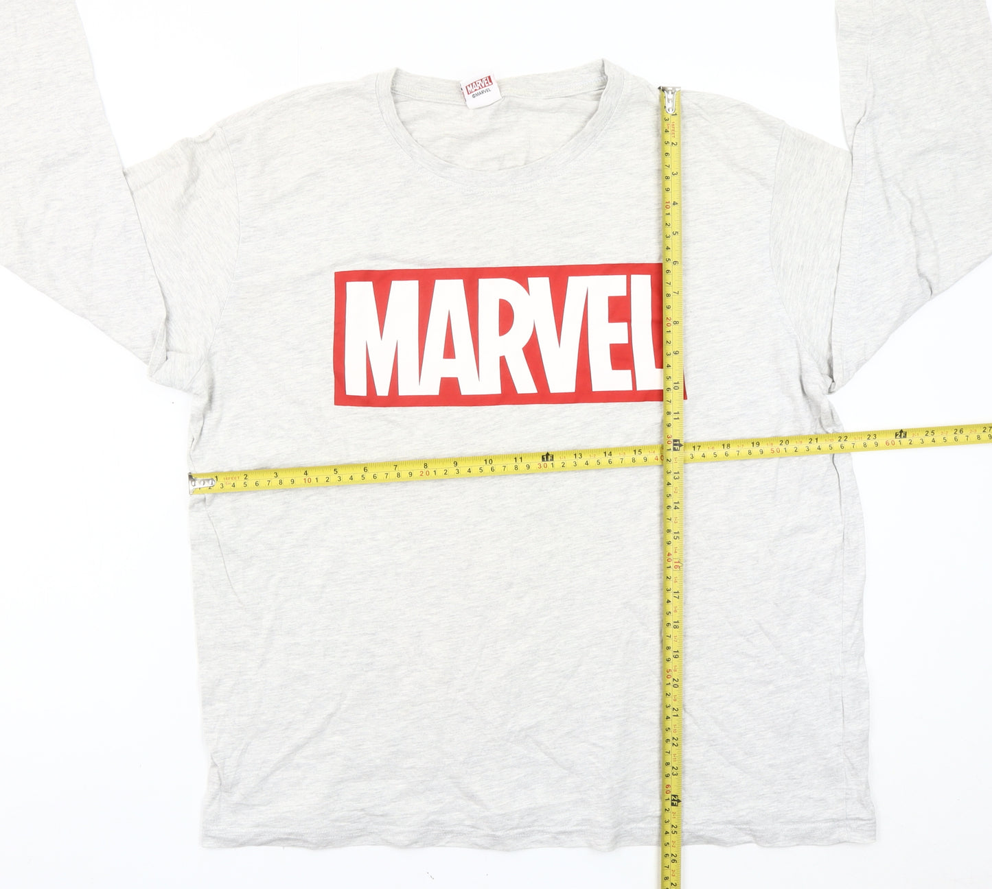 Marvel Men’s Grey XL Long Sleeve Graphic Logo T-Shirt