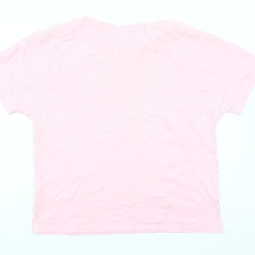 Next Womens Pink Graphic T-Shirt Size 14 Cotton Crew Neck Casual