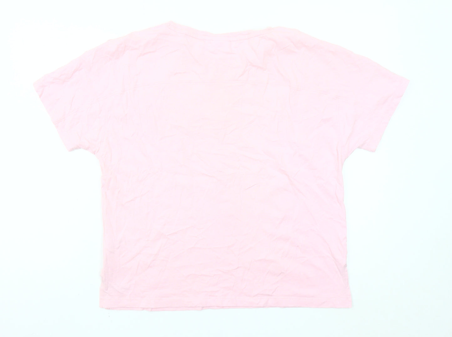 Next Womens Pink Graphic T-Shirt Size 14 Cotton Crew Neck Casual