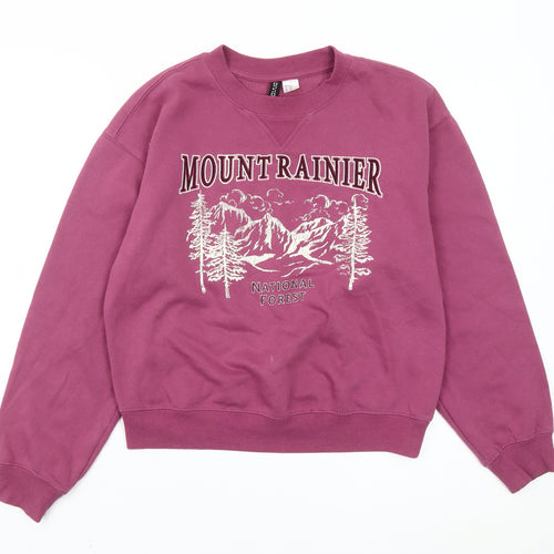 H&M Divided Women’s Purple Graphic Sweatshirt XXS Cotton Blend