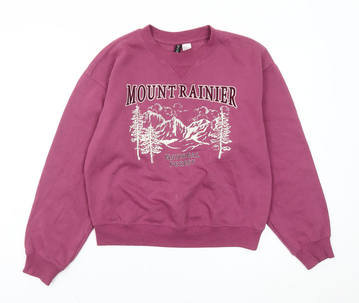 H&M Divided Women’s Purple Graphic Sweatshirt XXS Cotton Blend