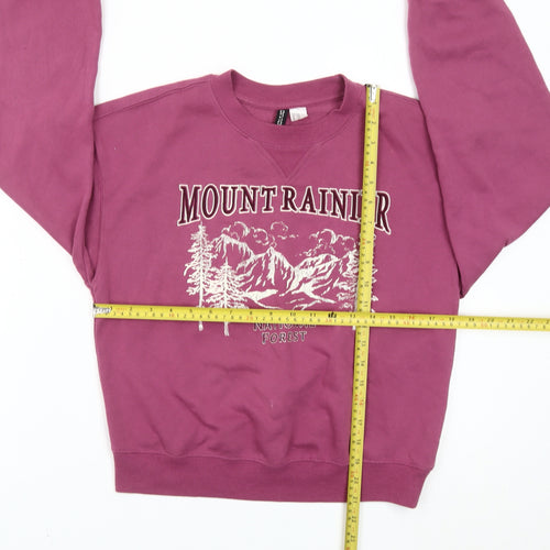 H&M Divided Women’s Purple Graphic Sweatshirt XXS Cotton Blend