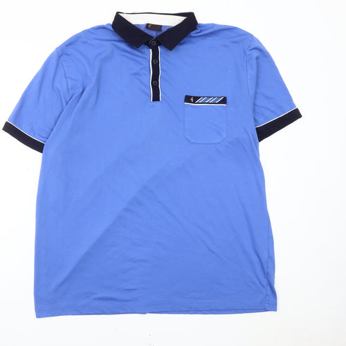 Gabicci Men’s Blue Cotton Blend Polo Shirt Size S Short Sleeve