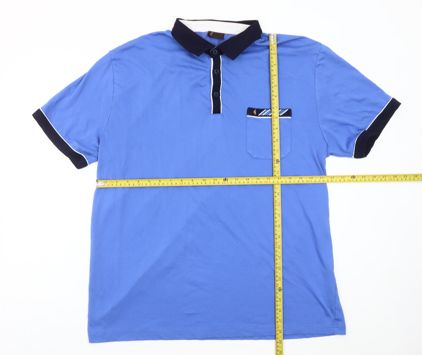 Gabicci Men’s Blue Cotton Blend Polo Shirt Size S Short Sleeve