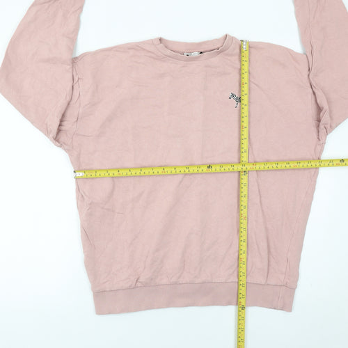 Topshop Women’s Pink Sweatshirt UK S Zebra Logo Cotton Crew Neck