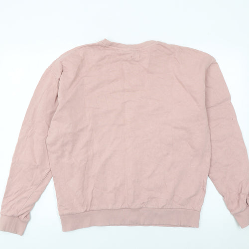 Topshop Women’s Pink Sweatshirt UK S Zebra Logo Cotton Crew Neck