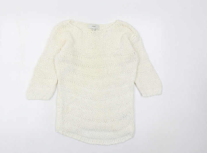 Next Women Ivory XS Chunky Knit Cotton Nylon Pullover Jumper