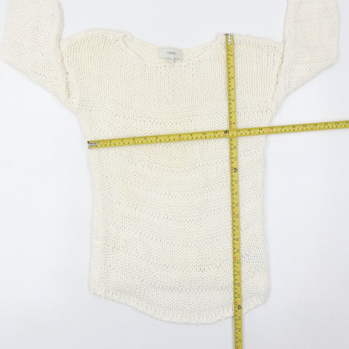 Next Women Ivory XS Chunky Knit Cotton Nylon Pullover Jumper