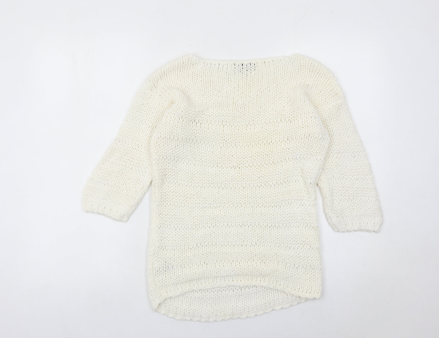 Next Women Ivory XS Chunky Knit Cotton Nylon Pullover Jumper