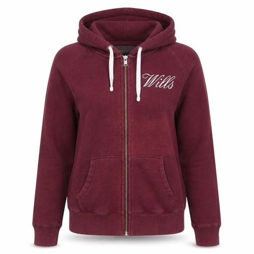 Jack Wills Womens Burgundy Full Zip Hoodie UK 12 Cotton Blend