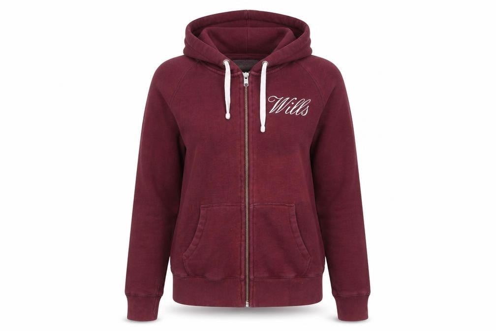 Jack Wills Womens Burgundy Full Zip Hoodie UK 12 Cotton Blend