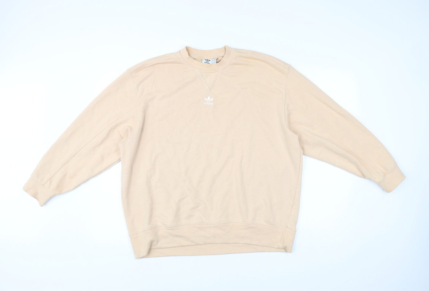 Adidas Womens Beige Logo Sweatshirt Size UK 10 Regular Fit Pullover