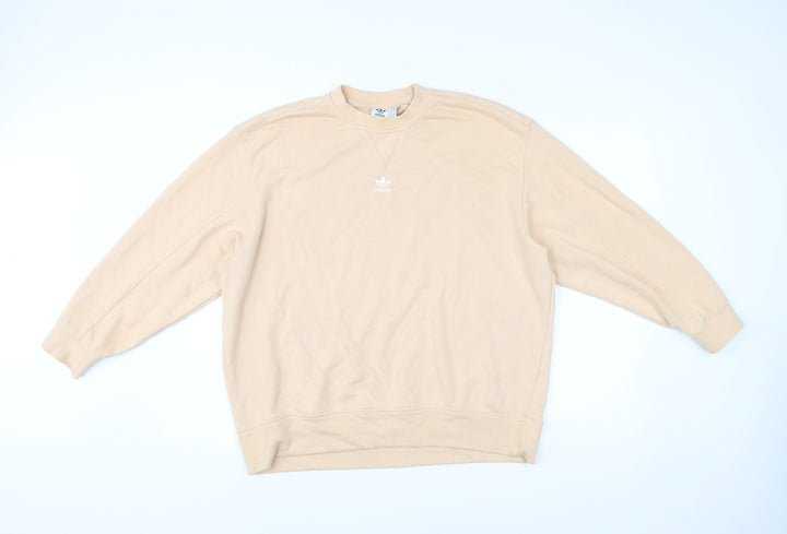 Adidas Womens Beige Logo Sweatshirt Size UK 10 Regular Fit Pullover