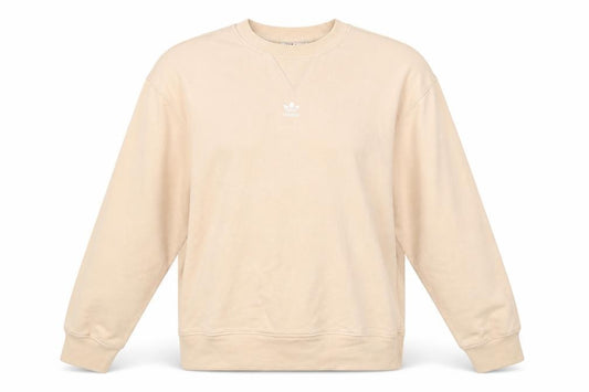 Front view of Adidas women’s beige logo sweatshirt, size UK 10, regular fit pullover