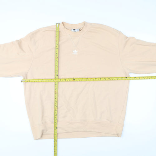 Adidas Womens Beige Logo Sweatshirt Size UK 10 Regular Fit Pullover