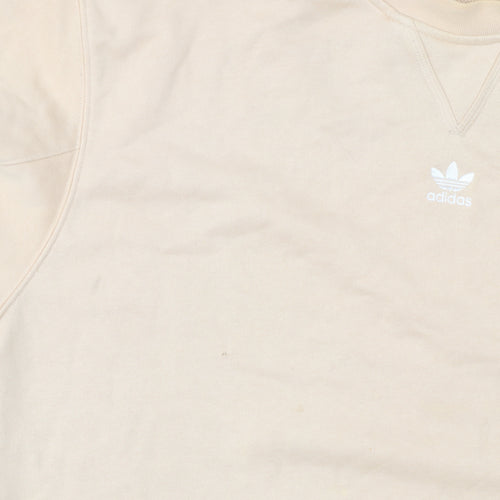 Adidas Womens Beige Logo Sweatshirt Size UK 10 Regular Fit Pullover