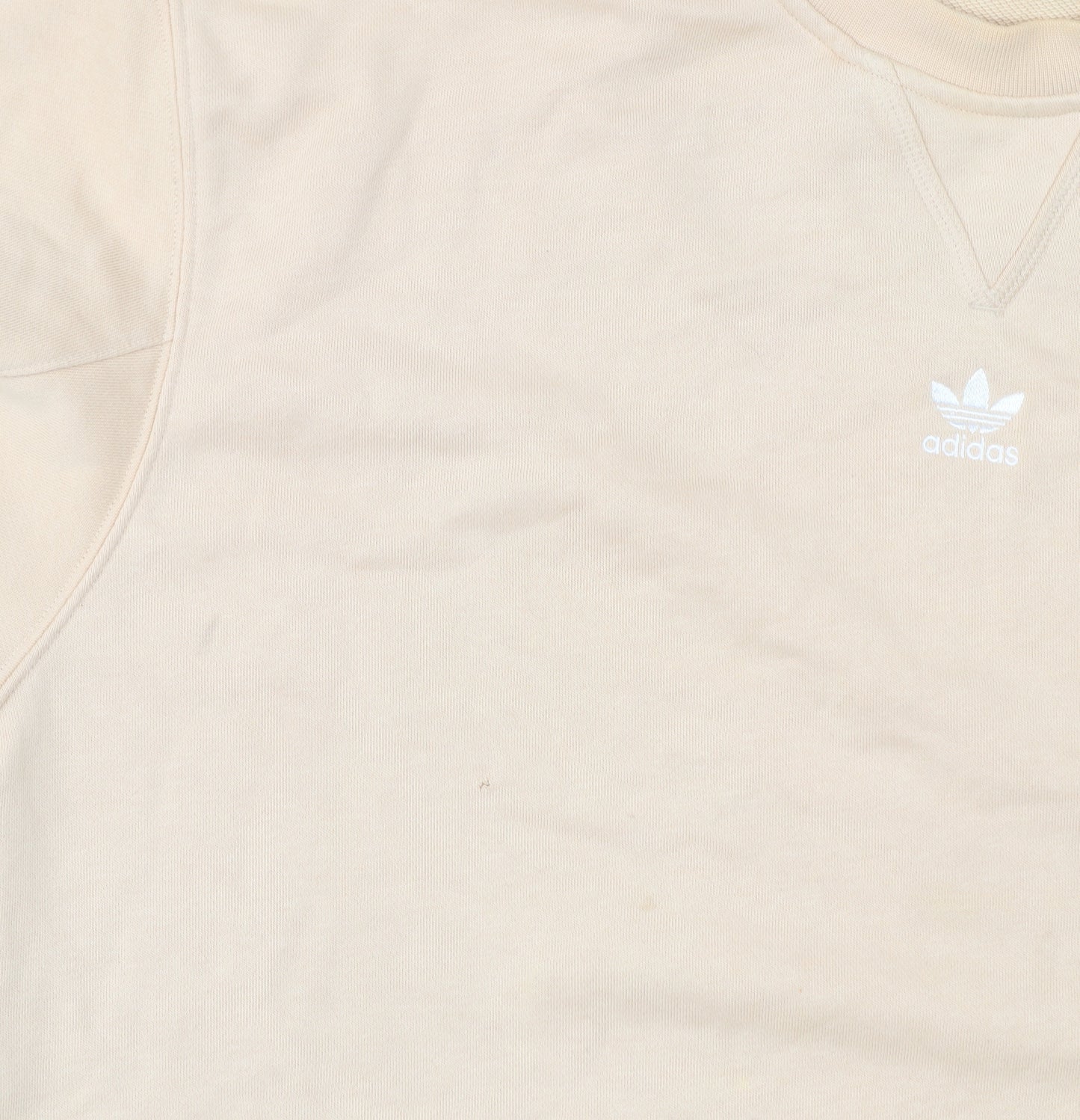 Adidas Womens Beige Logo Sweatshirt Size UK 10 Regular Fit Pullover