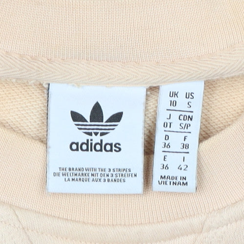 Adidas Womens Beige Logo Sweatshirt Size UK 10 Regular Fit Pullover